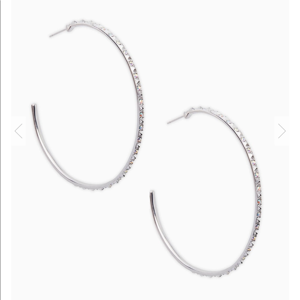 Veronica Silver Hoop Earrings Iridescent Crystal